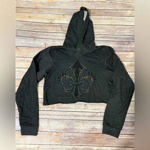 Crop/Cut off Fleur De Lis Hoodie M New
